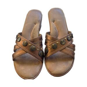 Modellista Vintage Women's Size 7M Bronze Strappy Embellished Wedge Sandal